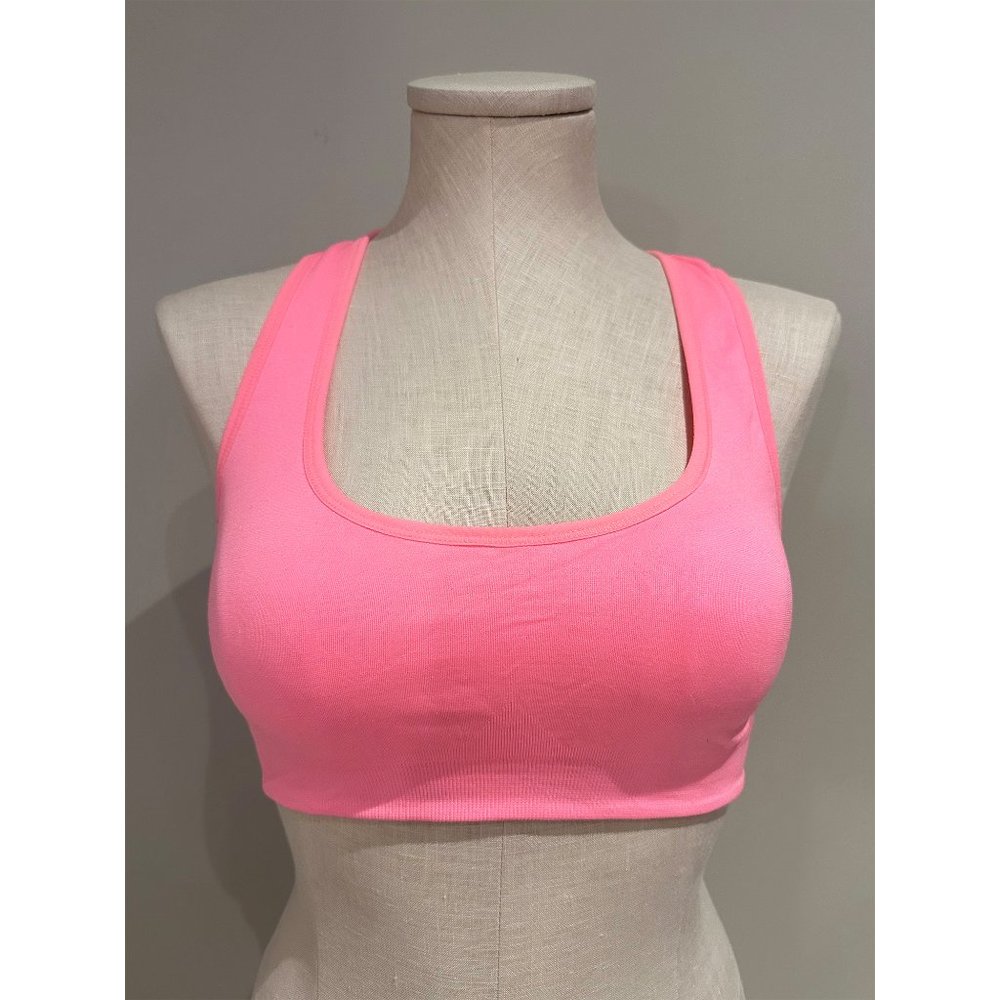 SET OF 2 - Forever 21 Racerback Sports Bras Neon Pink and Yellow Size Large